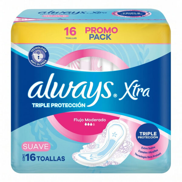 Toallitas Femeninas Always Triple Protección Día Suave x 16 un